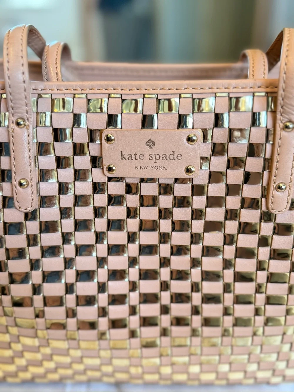 kate spade Quinn Metallic Woven Tote